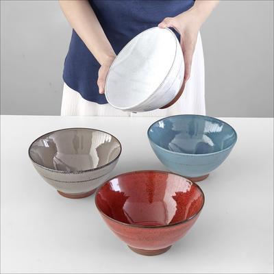 Japanese Retro Noodle Bowl Ceramic Tableware Set Under Glaze Color Ramen Bowl Home Dining