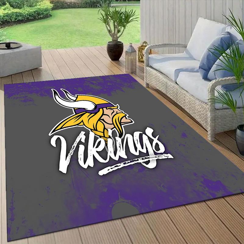 Minnesota Vikings3 Flannel Pattern Square Carpet,Area Rug,Carpet Rug for Living Room Bedroom Sofa Playroom Decor,Non-slip Floor Mat