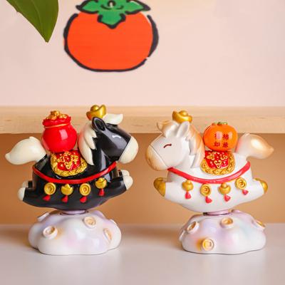 Yousheng Doll Ornament Horse Shape Rotatable Design Decorative Resin Figurine Crack-resistant Vivid Doll Figurine