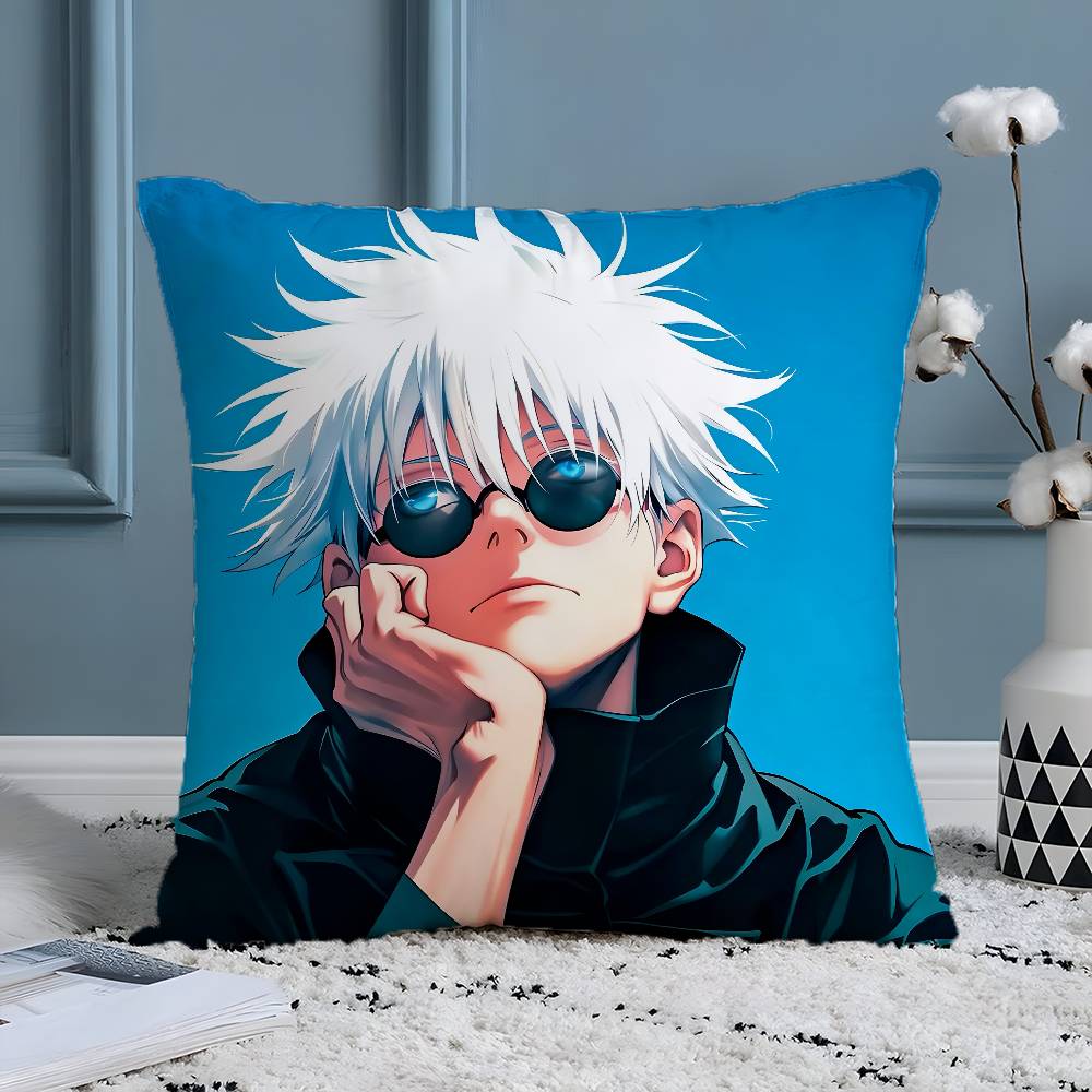 Cool Jujutsu Kaisen Gojo Satoru-S Pillow Case Silky Elegant Comfort Sofa Bed Invisible Zipper Beach Pillowcase