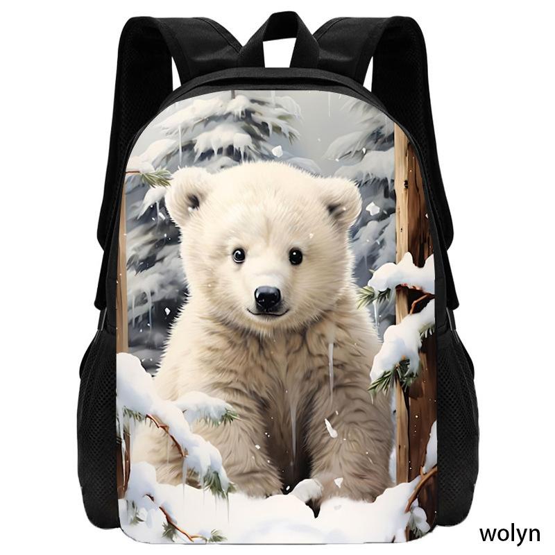 Polar bear pattern simple and cute backpack student schoolbag computer bag