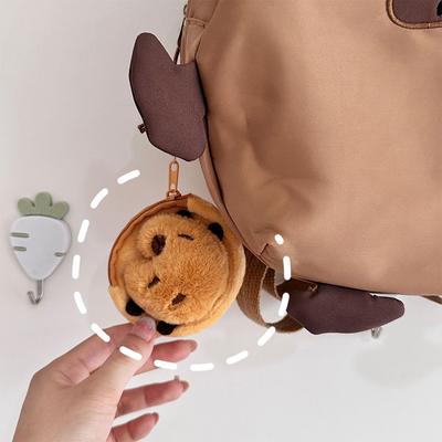 Niedliches Capybara Plüsch-Münzfach mit Reißverschluss, Geldbörse mit Schlüsselanhänger, kleine Tasche für Kopfhörer, Lippenstift, Mini-Portemonnaie, Geldbörse, Kindergeschenk