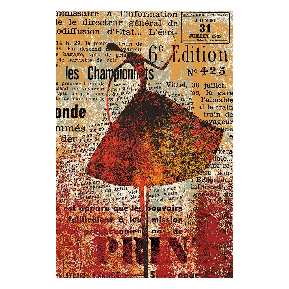 Abstract Fashion Girl In Newspaper Canvas Painting Vintage Poster and Prints Nordic Wall Art Picture for Living Room Home Decor