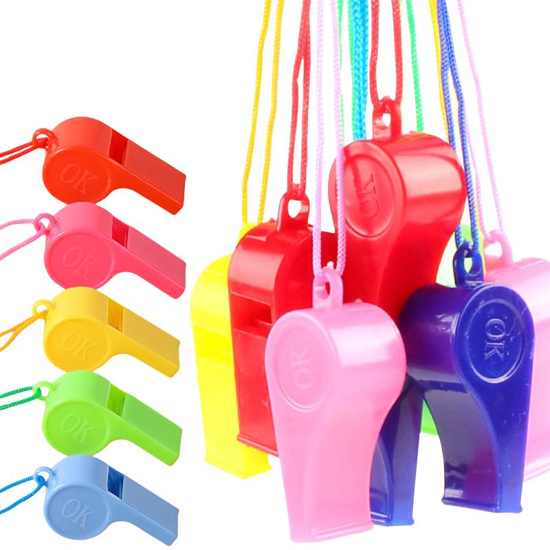 12/24pcs Whistle Toy Referee Whistle Fan Whistle with Rope Cheerleading Prop Solid Color Whistle Children's Gift