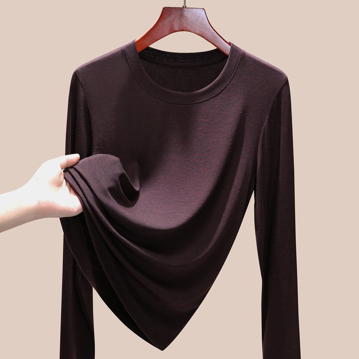 

Crew neck [Tencel + wool] bottoming shirt women s thin inner with new slim top M