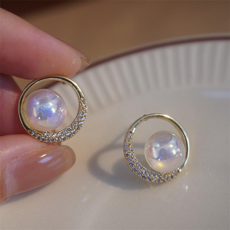 Pinkdudu Korean Circle Stud Earrings Gold Plated Minimalist Zinc Alloy Earrings Gift for Women PD2212
