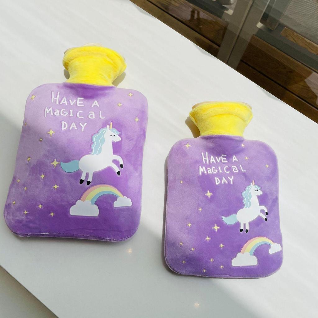 Bolsa de Água Quente Pelúcia Pelo de Coelho Estilo Coreano Extra Grande - Aquecedor de Mãos Compressão Quente PVC.