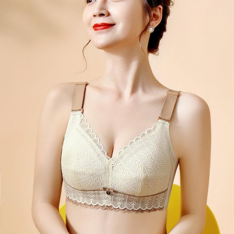 Full Cup Thin Style Without Steel Ring Plus Size Underwear Large Chest Small Sexy Lace Adjustment Shape Side Breast Bra