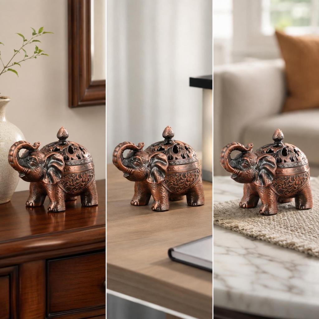 Elephant Incense Burner with Domed Lid Decorative