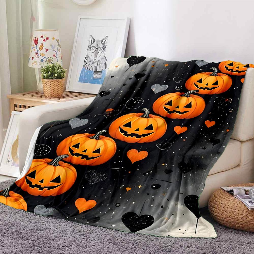 1PC Halloween Pumpkins Blanket, Throw For Sofa, Bed, Travel, Camping, Livingroom, And Bed, Printing Blanket With Soft And Warm Fabric Yy250918185