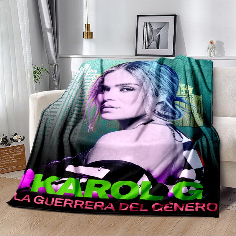 3D Baskı Karol G Singer HD Battaniye, Yumuşak Atmak Battaniye Ev Yatak Odası Yatak Kanepe Piknik Seyahat Ofis Dinlenme Kapak Battaniye Çocuklar için