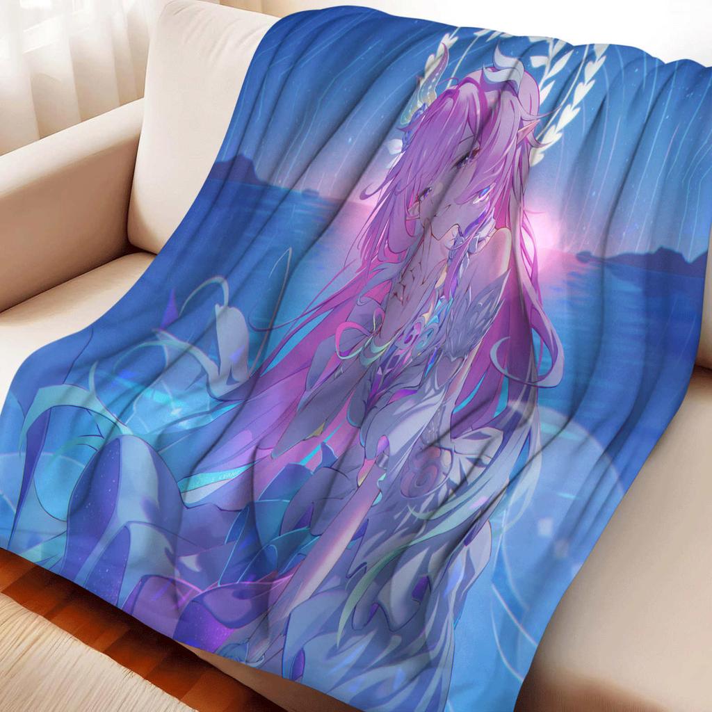 Cartoon Honkai: Star Rail Cyrene Flannel Blanket Warmth Soft Anime Pink Nap Blanket Multifunctional Decoration Blankets