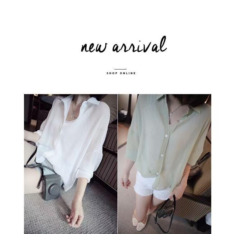 Dámská nadměrná velikost Korejský styl Šifonová košile na ochranu před sluncem - Brzké jaro/Léto Volné oblečení do klimatizace