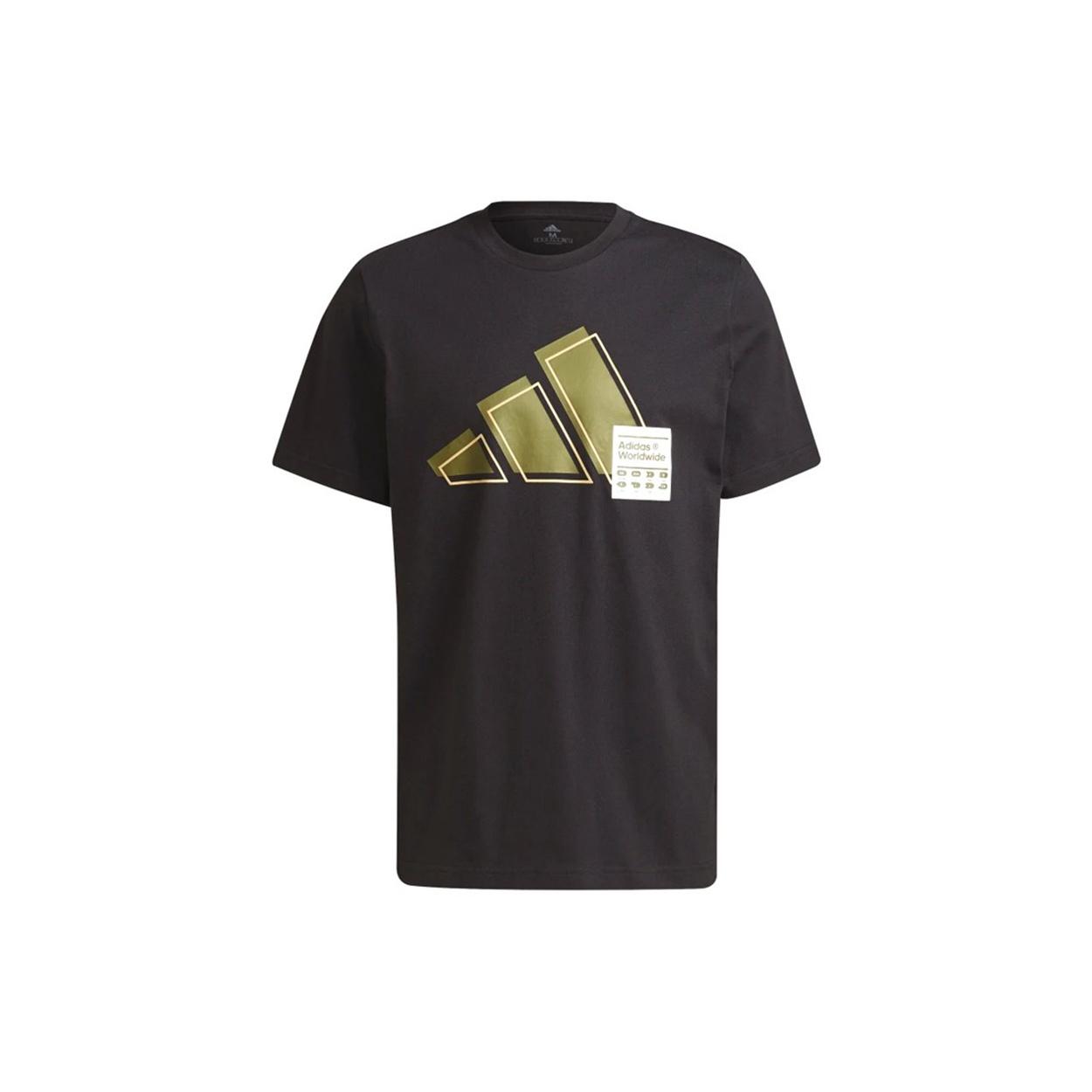 adidas 3bar Logo Tee Logo Printing Sports Round Neck Short Sleeve Black Men s GU3643 M