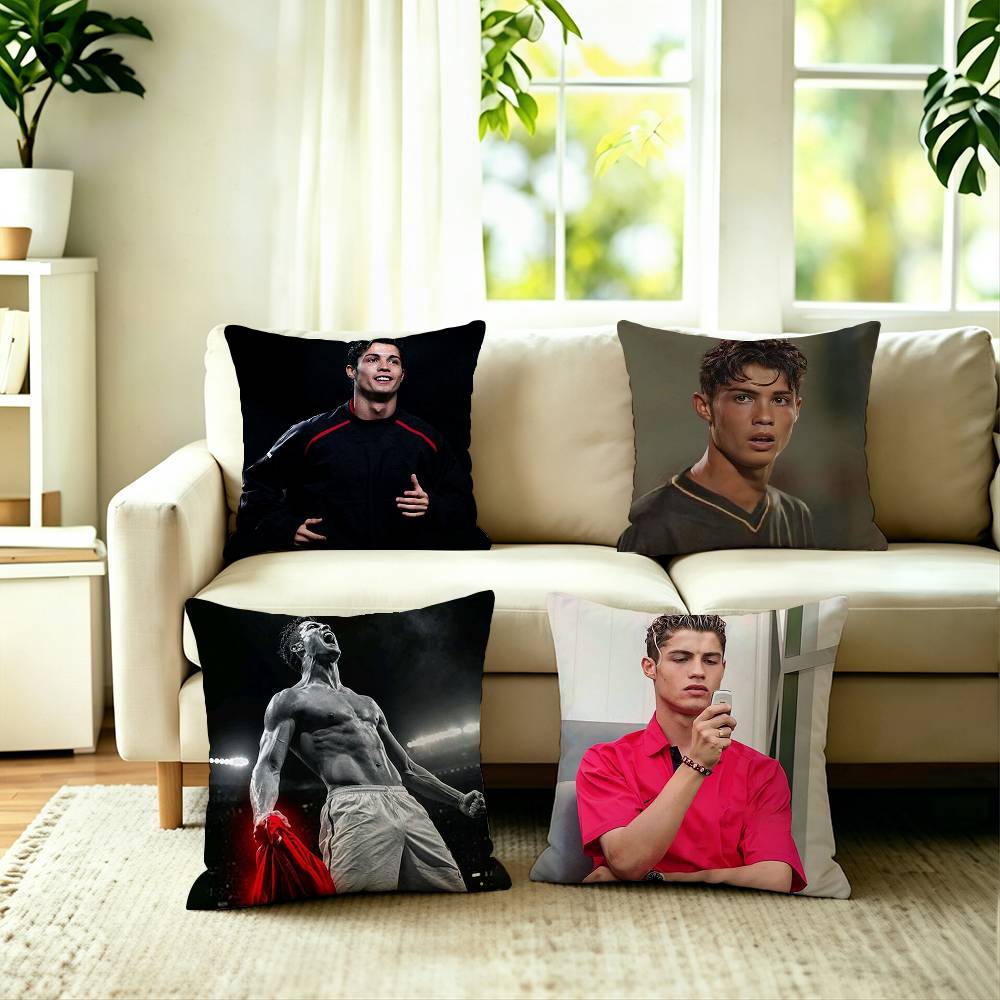 Football Star Ronaldo Square DoubleSided printed Pillow Case Bedroom Bedside Pillow Sofa Cushion Cover
