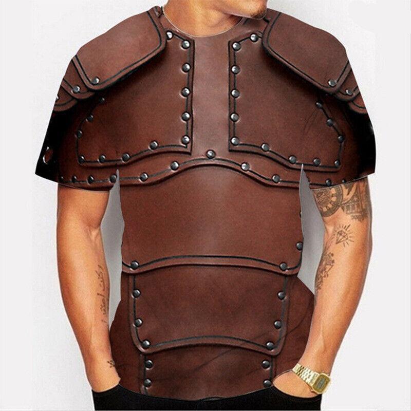 Hot Sale Chainmail Armor 3D T Shirt Men Medieval Knight Graphic Tees Oversized Casual Short Sleeve Crewneck Men Women T-shirts