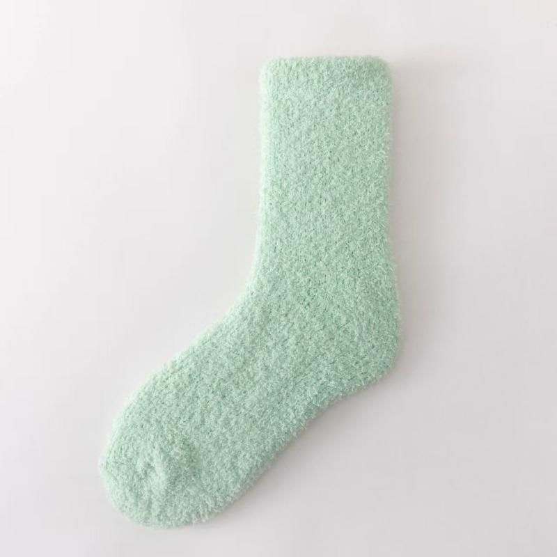 E-commerce autumn and winter plus women's socks coral fleece socks do not shed hair solid color home warm sleep socks