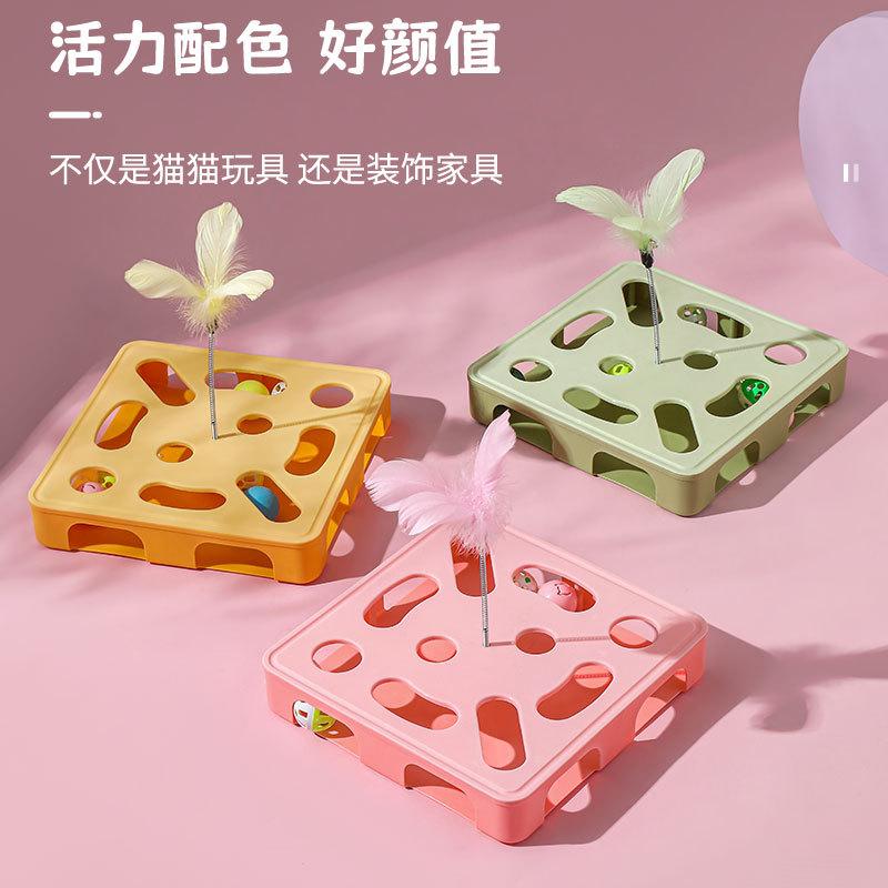 Interactive Cat Toy Puzzle Box Wooden Treat Maze Play For Toy Box Fun Interactive Cat Toy Hide and Seek Cat Agility Toys