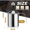 Stainless Steel Manual Milk Frother, Hand Pump Coffee Frother with Filter Screen for Cappuccino Coffee Latte Hot Chocolate (19oz/400ml) - Send Goods