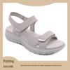 2024 Women's Sporty Leather Platform Wedge Sandals with Lightweight Velcro and Plus Size Options