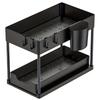 Versatile 2 Levels Under Sink Rack with Sliding Out Drawer Sturdy Spices and Dish Holder for Home Organization