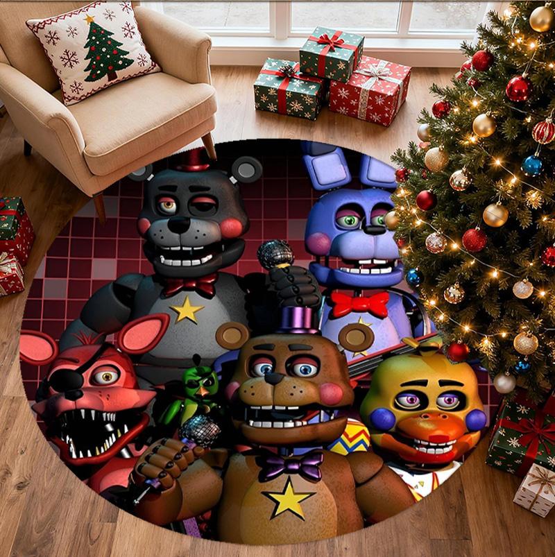 Five Nights at Freddy's Pattern Round Rug, Indoor/Outdoor Mat, for Picnic, Gameroom, Bedroom, Office, Living Room, Home Decor Carpet, Birthday Gift