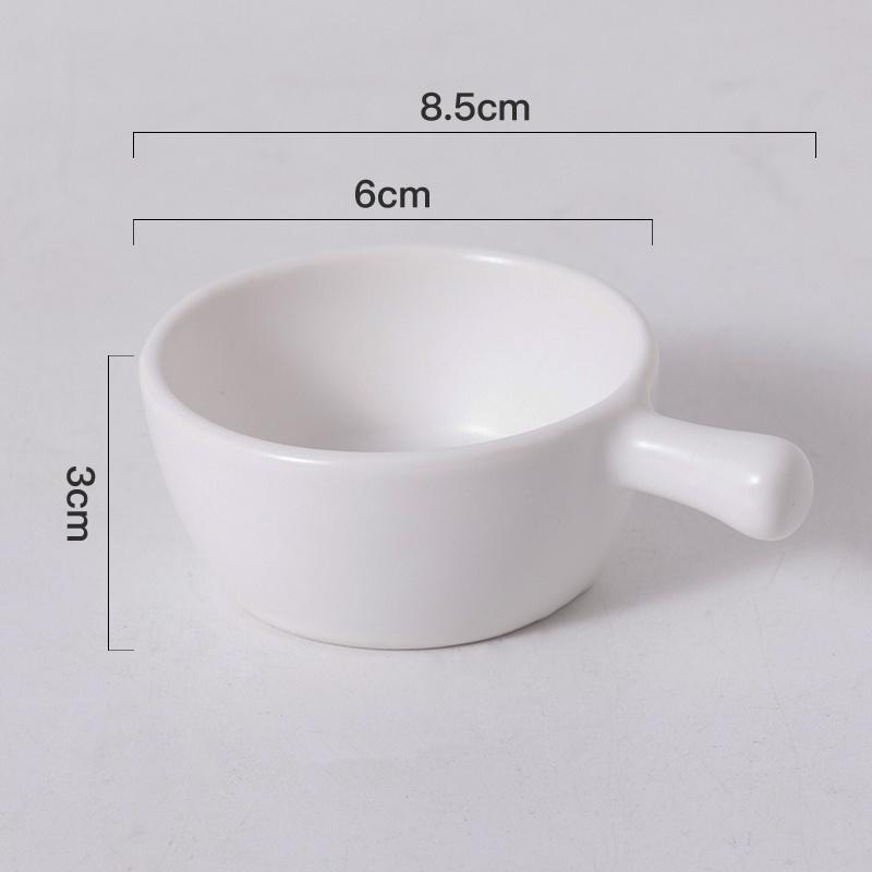 4pcs Ceramic Disc with Handle, Cute Mini Bowl, Cream Dessert Cereal Bowl