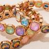 New Design Colorful 12mm Rhinestone Women Bracelet Enamel Gold Color Beads Boho Elastic Bangle