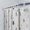 Gold Star Pine Tree Shower Curtain Christmas Bathroom Decor for Home Decoration Waterproof 180 x 240cm White