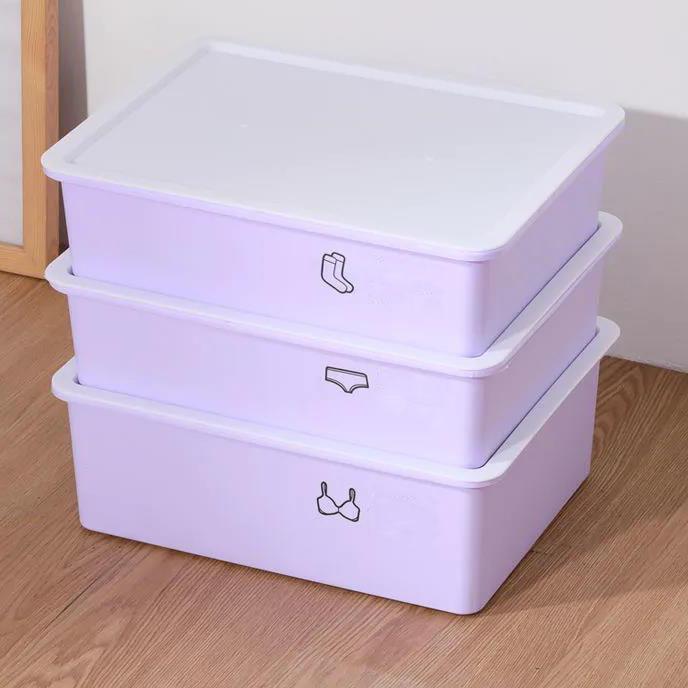 

WTEMPO ящики для хранения нижнего белья, отсек для домашнего пластика, бюстгальтер, нижнее белье, носки, ящики для хранения 31*24*27cm фиолетовый