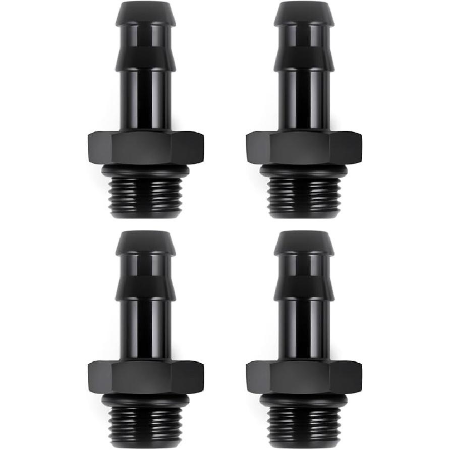 6AN ORB Male To 3/8" Hose Barb Straight Fitting Adapter Aluminum 4PCS