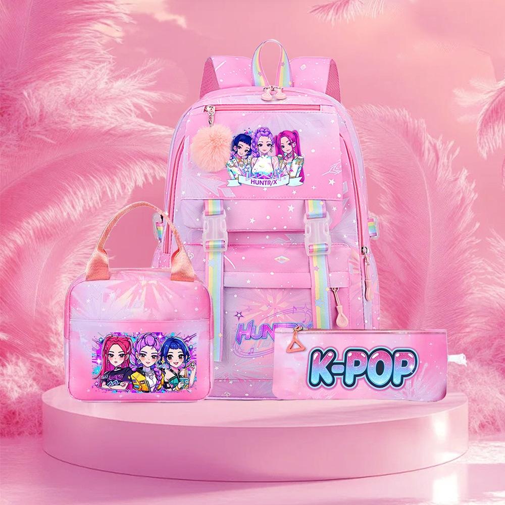 Student Schoolbag Backpack Kpop Witch Hunter Cartoon Schoolbag Three-Piece Backpack Print Ship according to the picture