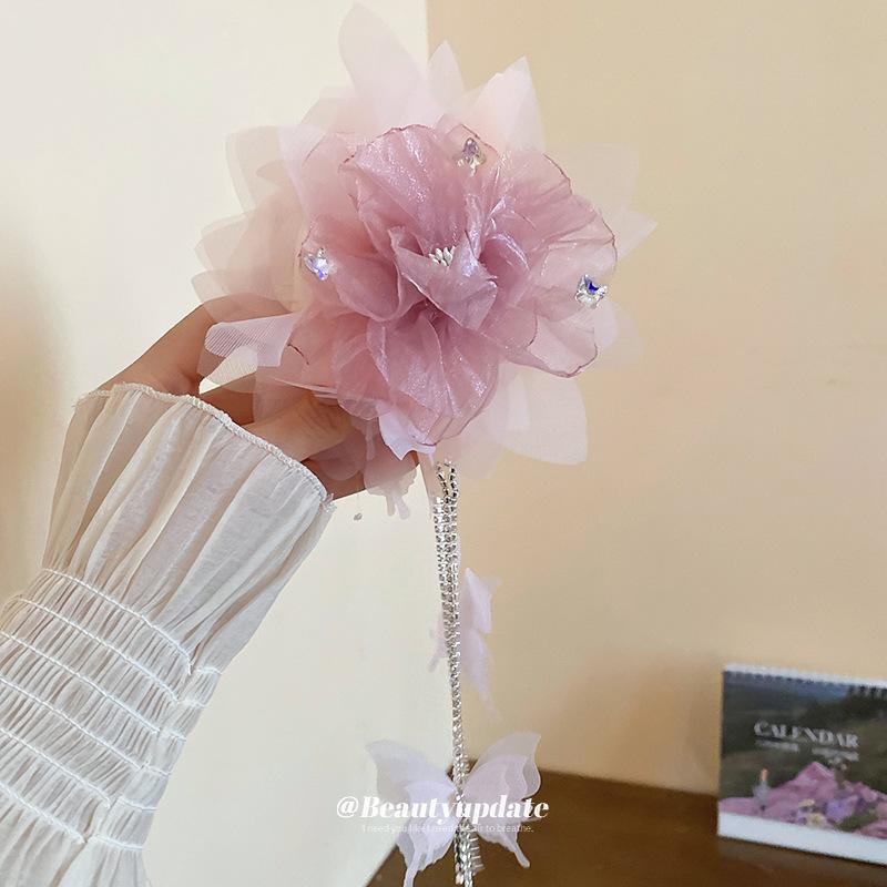Mesh Flower Diamond Butterfly Tassel Hair Catch Sweet Fashion Back of Head Shark Clip Versatile Super Fairy Hairpin Hair Accessories
