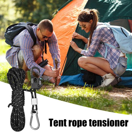 Tensor de corda de barraca, ajustador de cordão central, forte suporte de carga, tamanho compacto, portátil, reutilizável, ajustador de corda de barraca, acessório de equipamento de acampamento