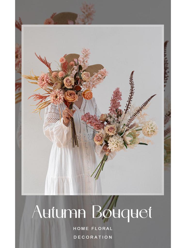 French Retro Handheld Artificial Flower Bouquet - Realistic Decorative Fake Floral Photography Props for Home Decor.