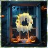 Premium-Front Door Hanging Decor Spooky Halloween Ghost Wreaths 12 LED Lights Up Small Light-Up Ghost Wreaths Wreathes