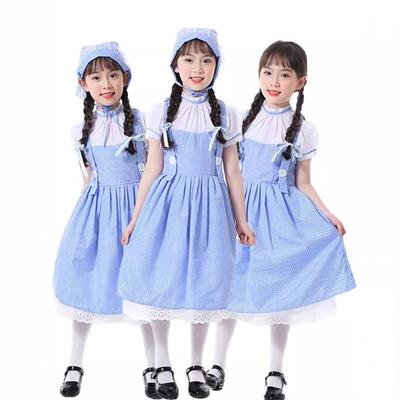 Kindertag Der Zauberer von Oz Dorothy Prinzessinnenkleid Kostüm Kariert Dienstmädchen Pastoral Bühnenkleid