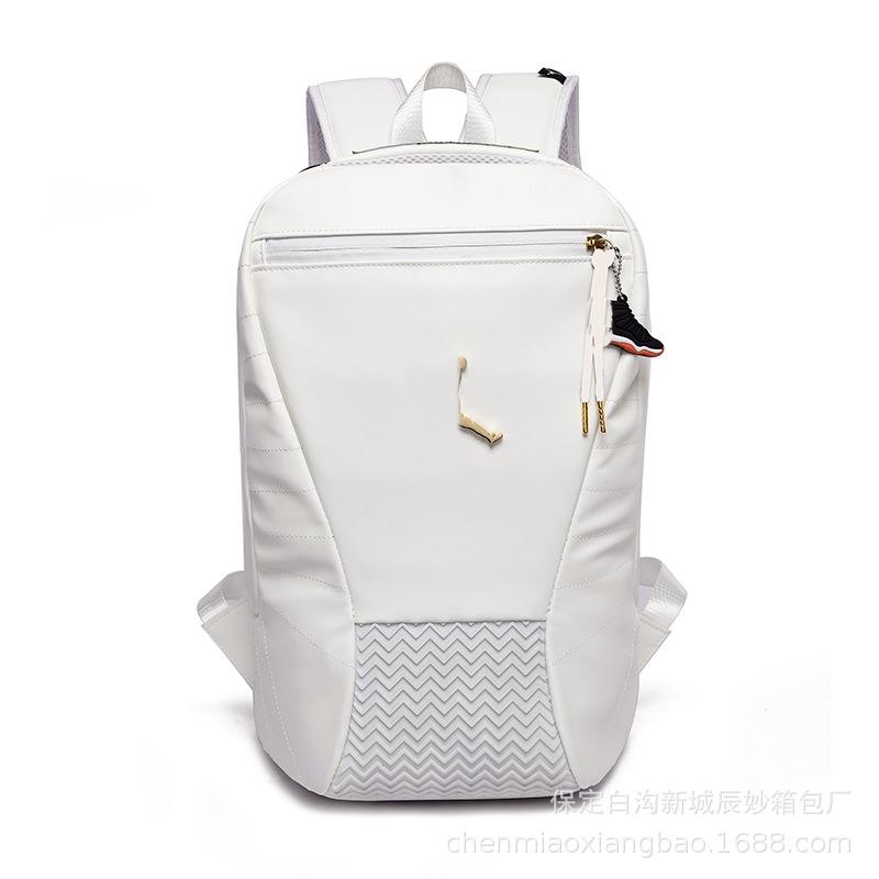 

Trendy Pu Leather Backpack For Men Street Style Waterproof Shockproof Expandable Geometric Pattern білий