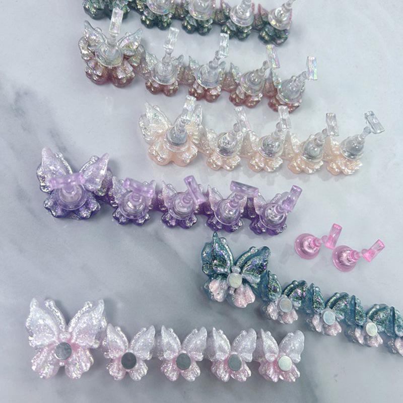 Butterfly Magnetic Nail Holder Stands Glowing Manicure Practice Training Display Stand Magnetic Press On Nail Practice Fake Nail