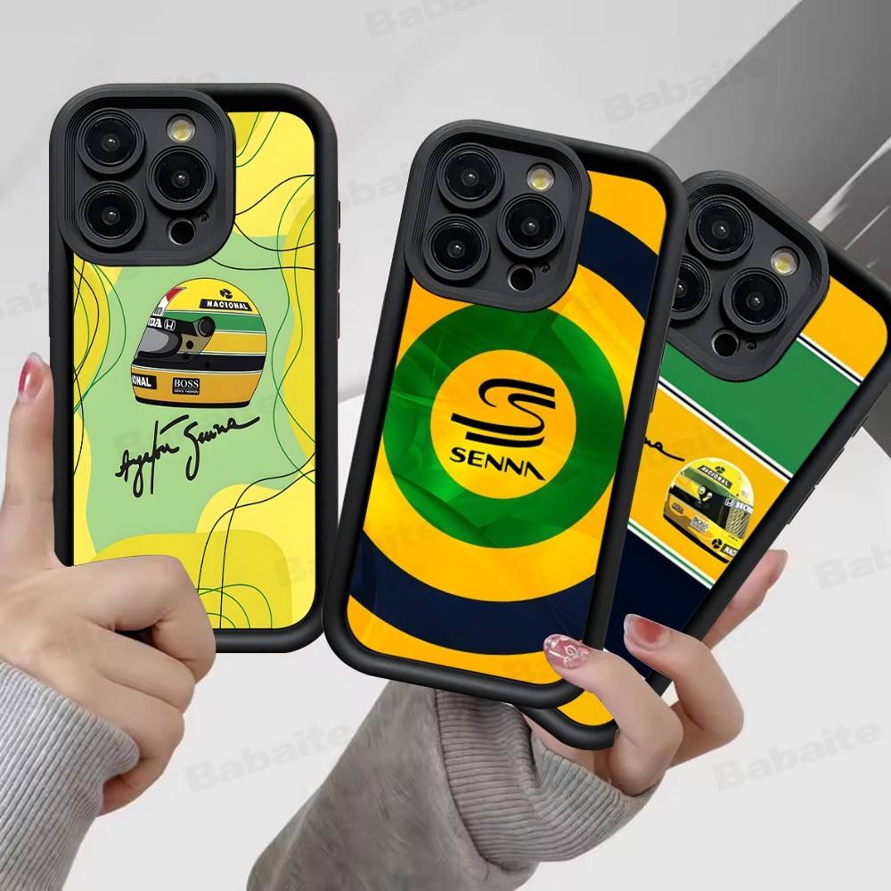 Capa de Celular Ayrton S-Senna H-Capacete F-F1 Racing Para IPhone 17 16 15 14 13 12 11 Pro Max Mini Plus Capa Traseira Macia de TPU