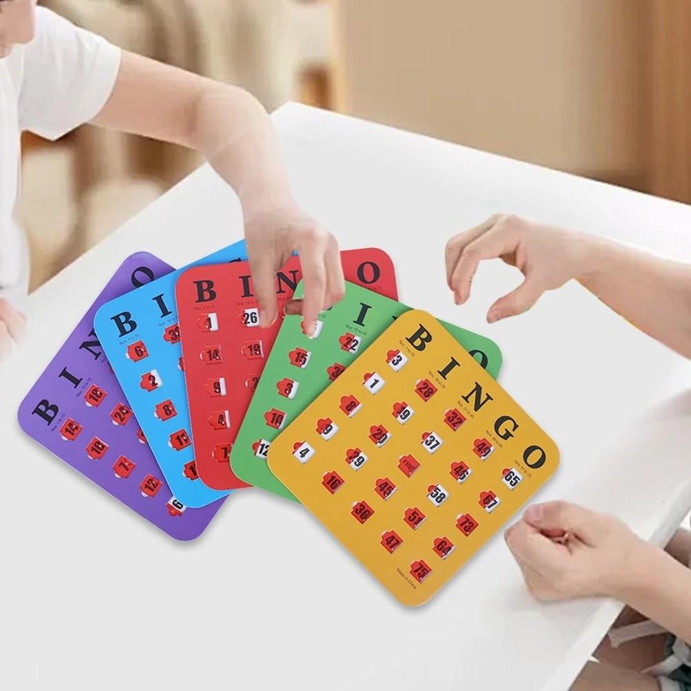 5PCS Paper Bingo Game Cards Large Print Bingo Board Cards New Slide Bingo Cards Group Games