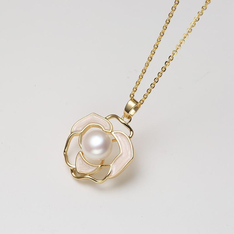 Women's Camellia Flower Design 3-Piece Jewelry Set with Earrings and Short Necklace