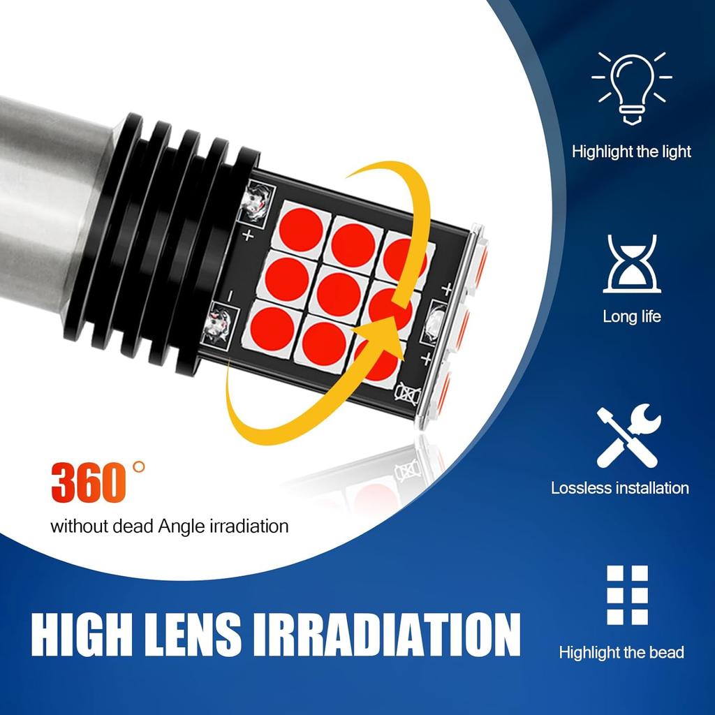 2 PCS 1157 Car LED Brake Light Replacement, Super Bright Waterproof Vehicle Lighting Bulbs, Universal 3030 24SMD Automotive Tail Light Bulbs