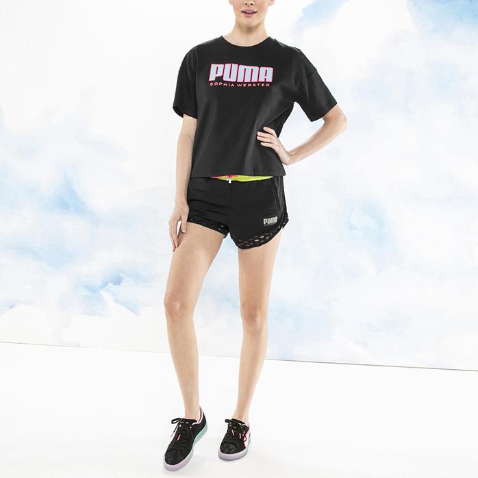 Puma X Sophia Tee Breathable Round Neck Letter Print Short Sleeve T-Shirt Women Tops Black 578561-01