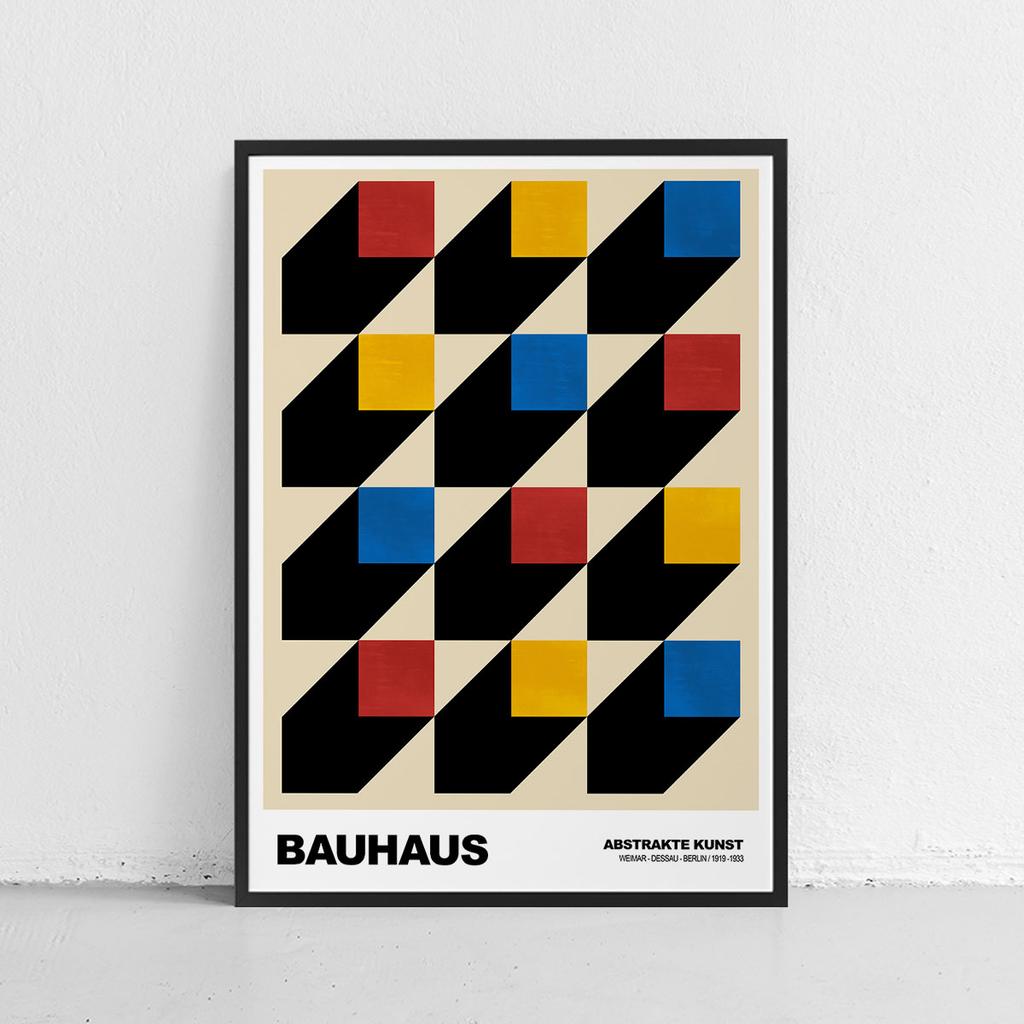 Poster Bauhaus Colored Squares Cubes