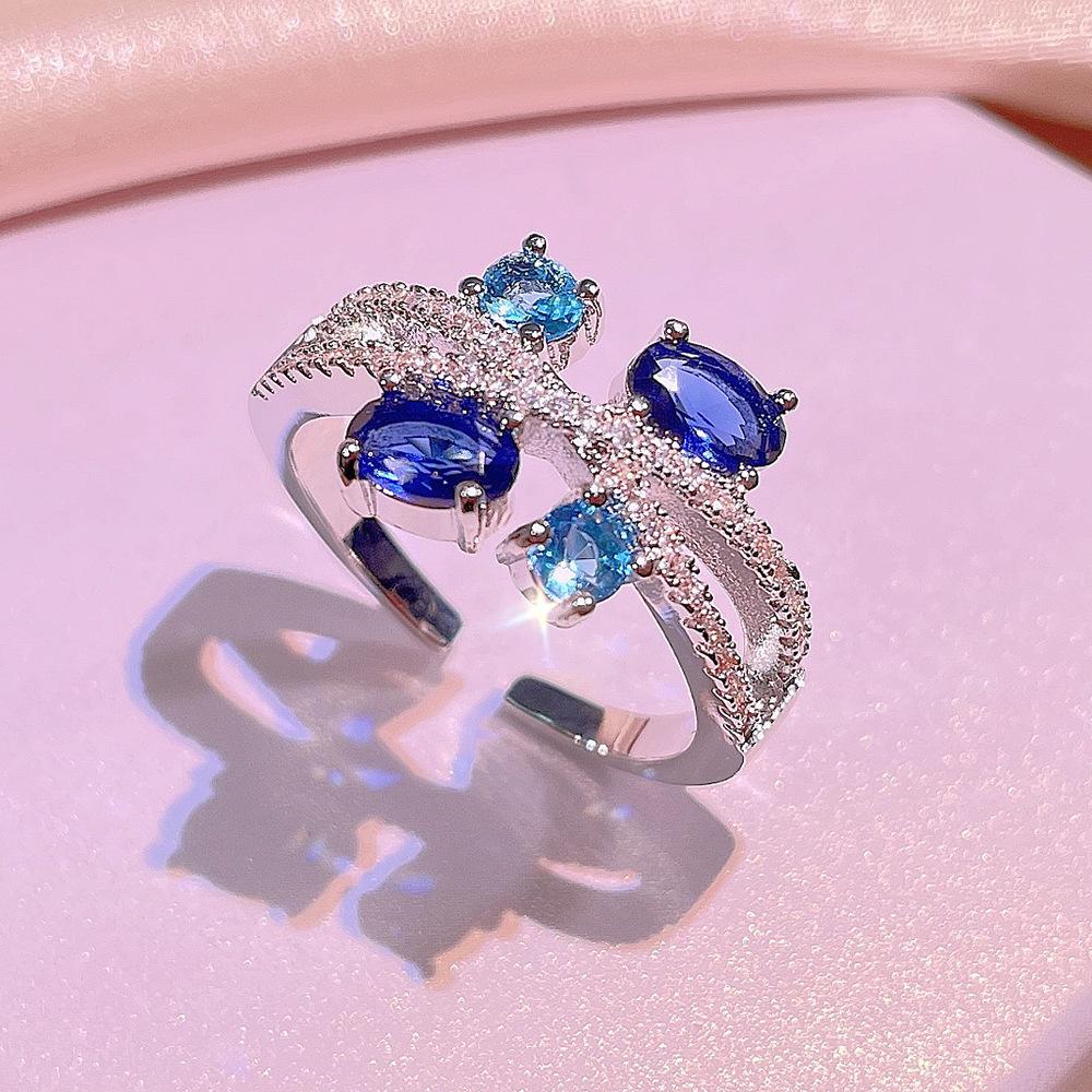 New Small Fragrance Earrings Micro-inlaid Tanzanite Temperament  Sterling Silver Geometric Three-piece Jewelry Party Birthday
