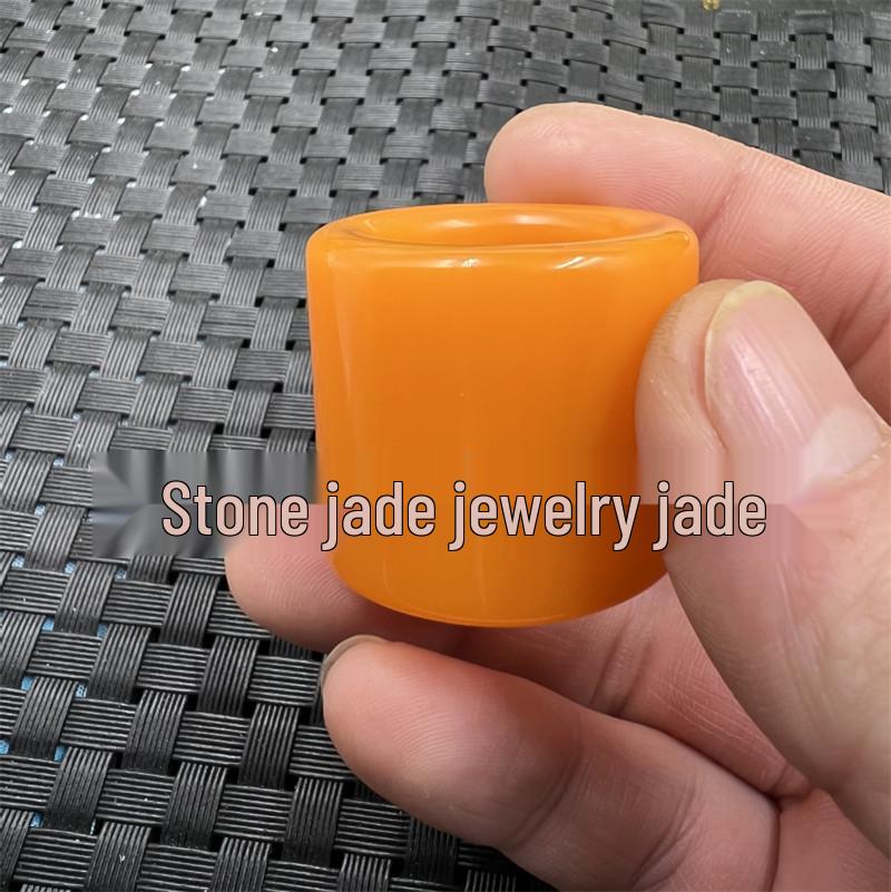 Imitation Jade Thumb Rings: Chicken Blood, Blue & White Porcelain, Yellow Dragon Designs - Widened for Hand Jewelry