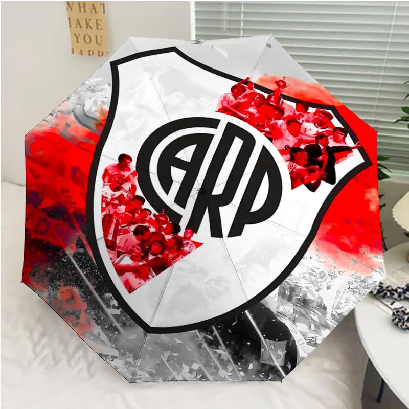 Club Atlético River Plate Print Automatic Umbrella, 8 Rib Iron Frame, Plastic Handle, Suitable for Outdoor Travel &Daily , Ideal Gift