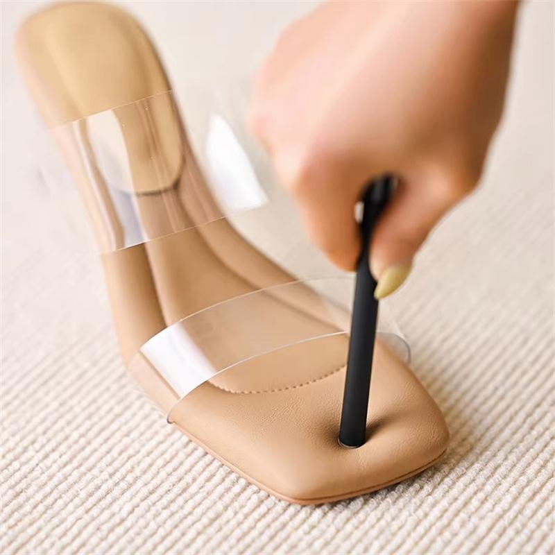 Fashion Summer Women Pumps Sandals Jelly Slippers Sexy Open Square Toe High Heels Women Transparent Slippers Shoe Heel Clear Sandals