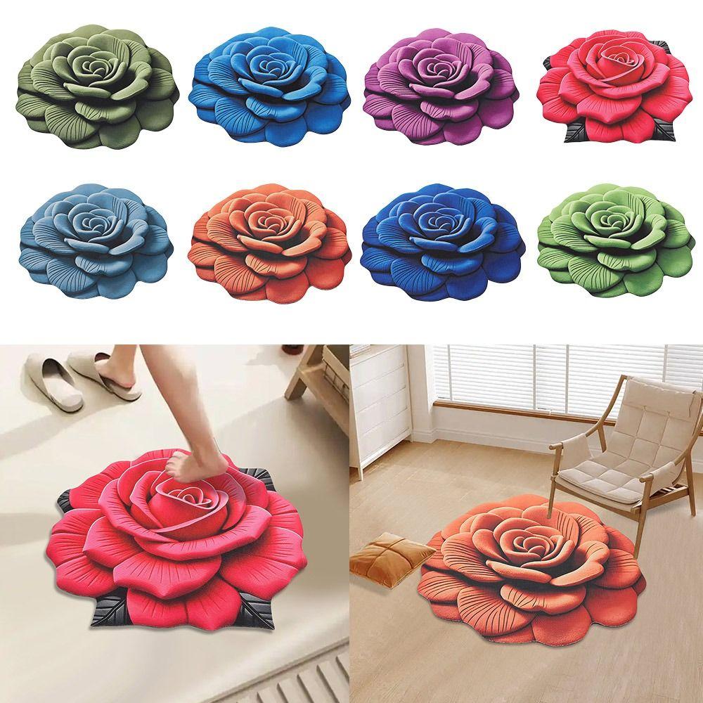 Soft Flower Carpet Non-slip Bathroom Floor Mat Peony Floor Mat  for Living Room Tea Table Bedside